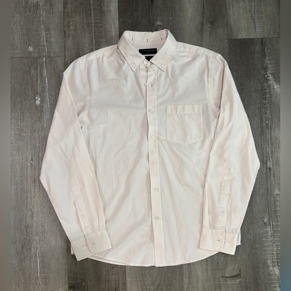 Banana Republic Slim Fit Cream Button-Up Shirt